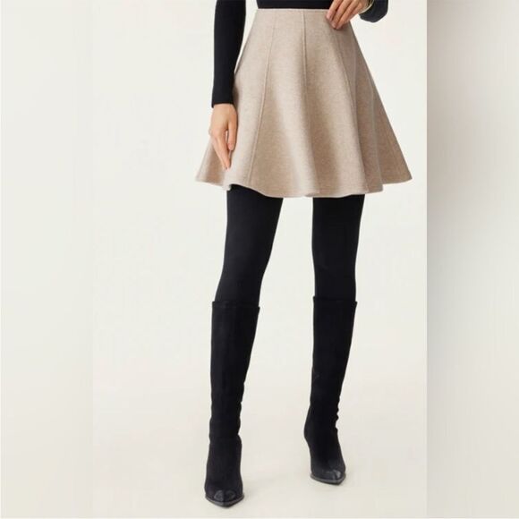 NWT OGL CashSoft High Waisted Flare Hem Mini Skirt - Heather Oatmeal Size S - Picture 8 of 10